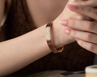 Handmade Copper Bracelet, Celtic Knot Cuff, Viking Style Bangle