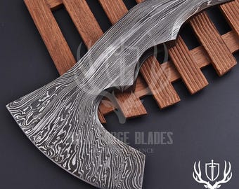 Handmade Damascus Steel Axe Head / Viking Style Bearded Axe Head  Perfect for Gifts & Collectors