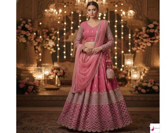 Pastel Pink Lehenga Choli For Women indian Wedding Wear Lehenga choli Party Wear bridesmaids lehenga sangeet night wear reception wear choli