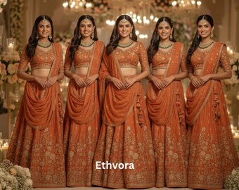 Rust Orange Lehenga Choli For Women Indian Wedding Wear Lehenga Choli Party wear function reception wear lehengas Wedding guest wear lehenga