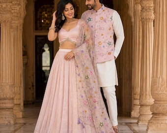 Lehenga Choli rose pastel : sequins et broderies, ensemble lehenga choli pour demoiselles d'honneur, tenue de mariage indienne