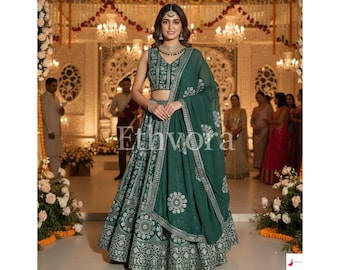 Teal Grün Lehenga Choli Für Frauen Hochzeit Gast Tragen Party Wear Lehengas Funktionsabnutzung Empfang sangeet Nachtwäsche lehengas bereit zu tragen