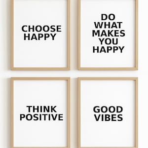 Positive Vibes Printable Wall Art – Inspirational & Motivational Quotes – Instant Download Typography Prints – Modern Home Office Decor