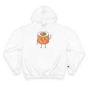 Cute Sushi Champion Hoodie - Fun Foodie Apparel, Gift for Sushi Lovers, Anime Style, Cartoon Character Sweatshirt, Cozy Casual Wear