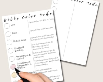 Bibel Color Code fürs BibelStudium (DE) | ästhetisch und minimalistisch | Digitaler Download zum Ausdrucken | christliches Lesezeichen