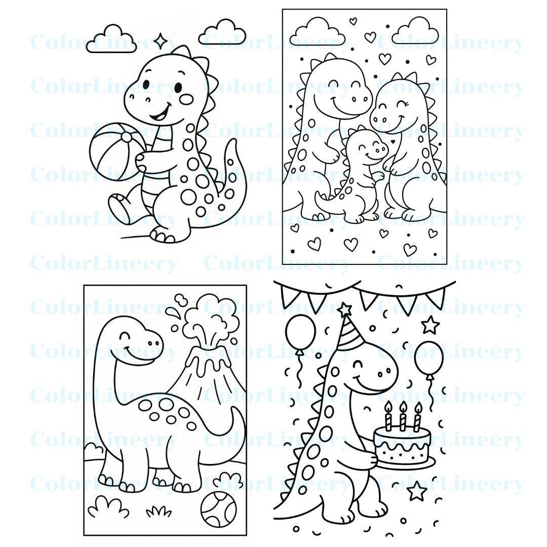 Dinosaur Coloring Pages for Kids - 10 Cute A4 Printable Sheets ...