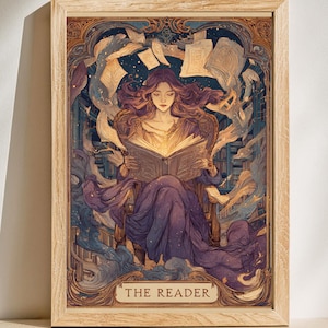 The Reader Vintage Tarot Card Digital Wall Art