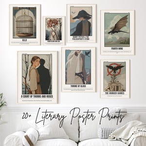 20+ Book Cover Digital Poster Set | Reading Room Wall Art | Literary Book Lover Gift | Bookish Home Decor | Literary Wall Art