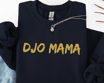Chemise DJO MAMA, texte minimaliste, t-shirt aux couleurs confortables, t-shirt simple avec typographie jaune, chemise tendance de style fan