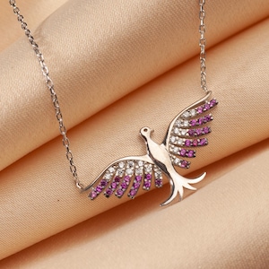 Phoenix Bird Necklace - Elegant Design - Attractive Wings - Fire Bird Necklace - Mythical Jewelry - Guardian Phoenix Bird - Good Luck Charm