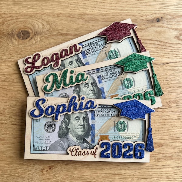 Personalized Graduation Money Holder, Class Of 2026 Graduation Gifts, High School Senior Gift, High School Grad Cash Holder MS393