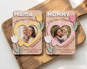 Floral Mothers Day Fridge Magnet,Mom Fridge Photo Magnet,Mother’s Day photo frame,Mom Gift,Gift for Grandma ,Gift for Mom F737