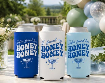 She Found Her Honey Honey Bachelorette Can Coolers, Personalized Bachelorette Drink Can Sleeves, Bachelorette Party Favors, Bach Can WD554