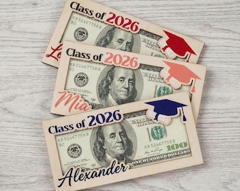 Personalized Wood Graduation Money Holder 2025: Gift for Him/Her MS84