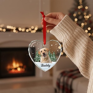 Décoration personnalisée avec photo d'animal de compagnie : monument commémoratif de chien et de chat personnalisé, verre en forme de coeur - cadeau de sympathie pour la perte d'un animal de compagnie G-P8 image 3