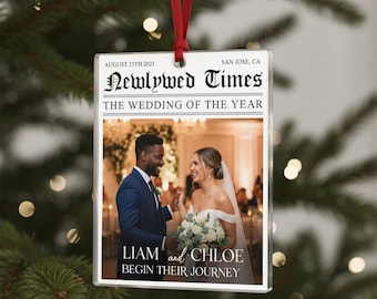 Newlywed Times The Wedding Of The Year - Personalized Acrylic Photo Ornament,Christmas Wedding Couple Gift,Anniversary Gift for Husband A-M3