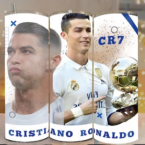 Cristiano Ronaldo Tumbler | CR7 Fan Gift | Soccer Star Sports Tumbler | Real Madrid Football Gift | Ronaldo Mug | Gold Ball Trophy Cup