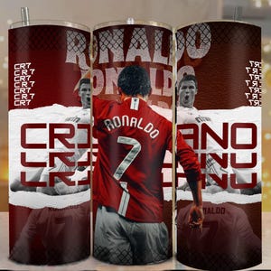 Cristiano Ronaldo CR7 Tumbler | Soccer Fan Gift | Red Jersey Design | Football Player Mug | CR7 Cup for Men & Boys