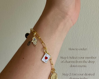 Trendy Paper Clip Armband - Benutzerdefinierte Bettelarmband - Wählen Sie Ihre Charms! Voll personalisiertes Geschenk!