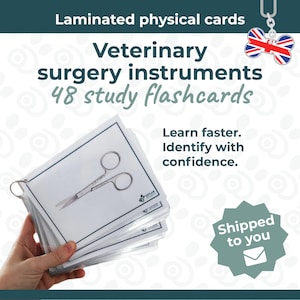 Surgical Instruments Laminated Flashcards | Study Guide for Veterinary & Medical Students