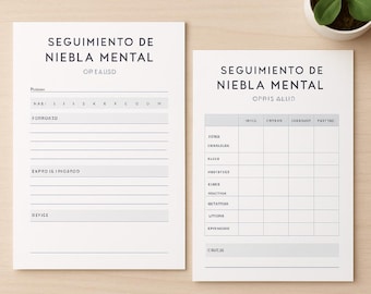 Kit per la gestione della nebbia cerebrale - Modello PDF stampabile - Monitoraggio giornaliero e settimanale di concentrazione, energia e fattori scatenanti - Spagnolo