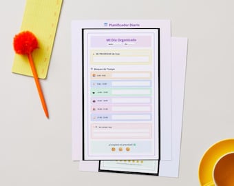 Modelli stampabili per ADHD | Pacchetto PDF da 3: Organizzatore giornaliero + Lista di controllo + Routine visive | Planner ADHD per adulti (spagnolo). Essenziale