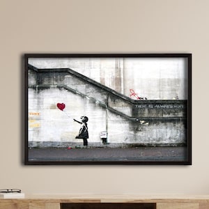 Banksy Girl With Balloon Canvas Wall Art, Modern Street Art Print, Banksy Graffiti Wall Decor, Urban Canvas Poster Ready to Hang