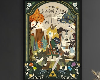 Stampa su tela di Legend of Zelda, poster retrò per sala giochi, decorazione artistica di Breath of the Wild, regalo geek, decorazione murale per la casa dei gamer