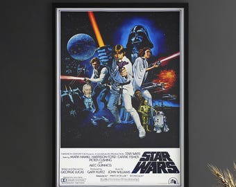 Star Wars 1977 Movie Poster Print – Vintage Death Star Wall Art – Classic Sci-Fi Canvas – Retro Movie Poster Gift for Star Wars Fans