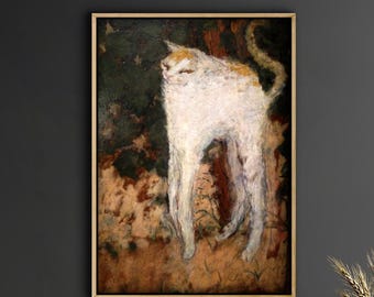 Le Chat Blanc Pierre Bonnard Print, The White Cat Poster, Vintage Cat Canvas Wall Art, Framed Museum Print, Christmas Gift for Art Lovers