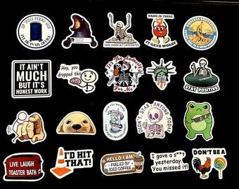 Adult Sarcastic Sticker Pack | Dark Humor, Profanity, Mental Health & Chaos Stickers | NSFW Vinyl Decals