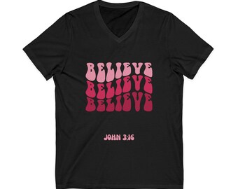 Camiseta con estampado "Believe" / Camiseta de fe Juan 3:16
