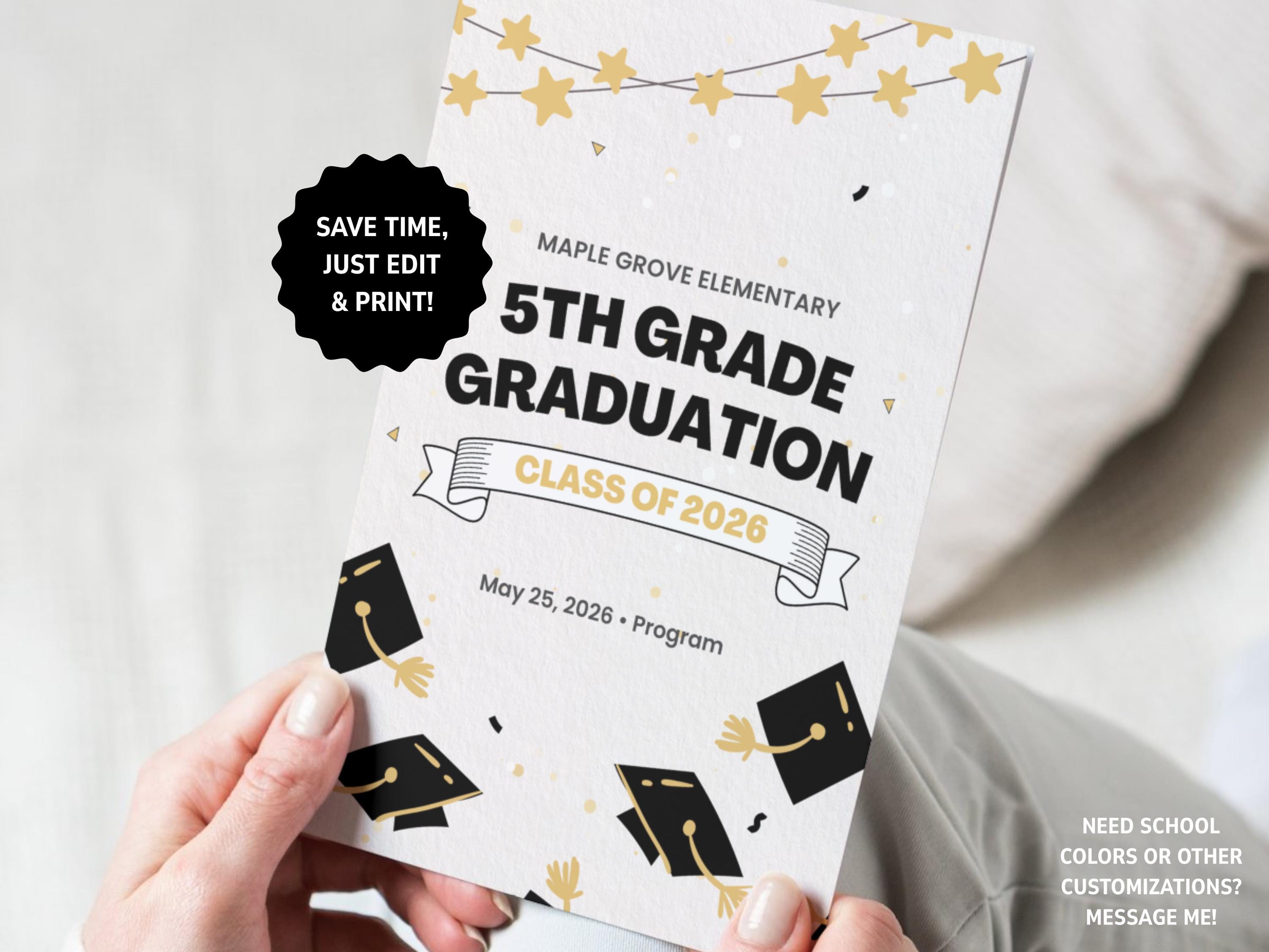 Formal 5th Grade Graduation Program | Editable Canva Template ...