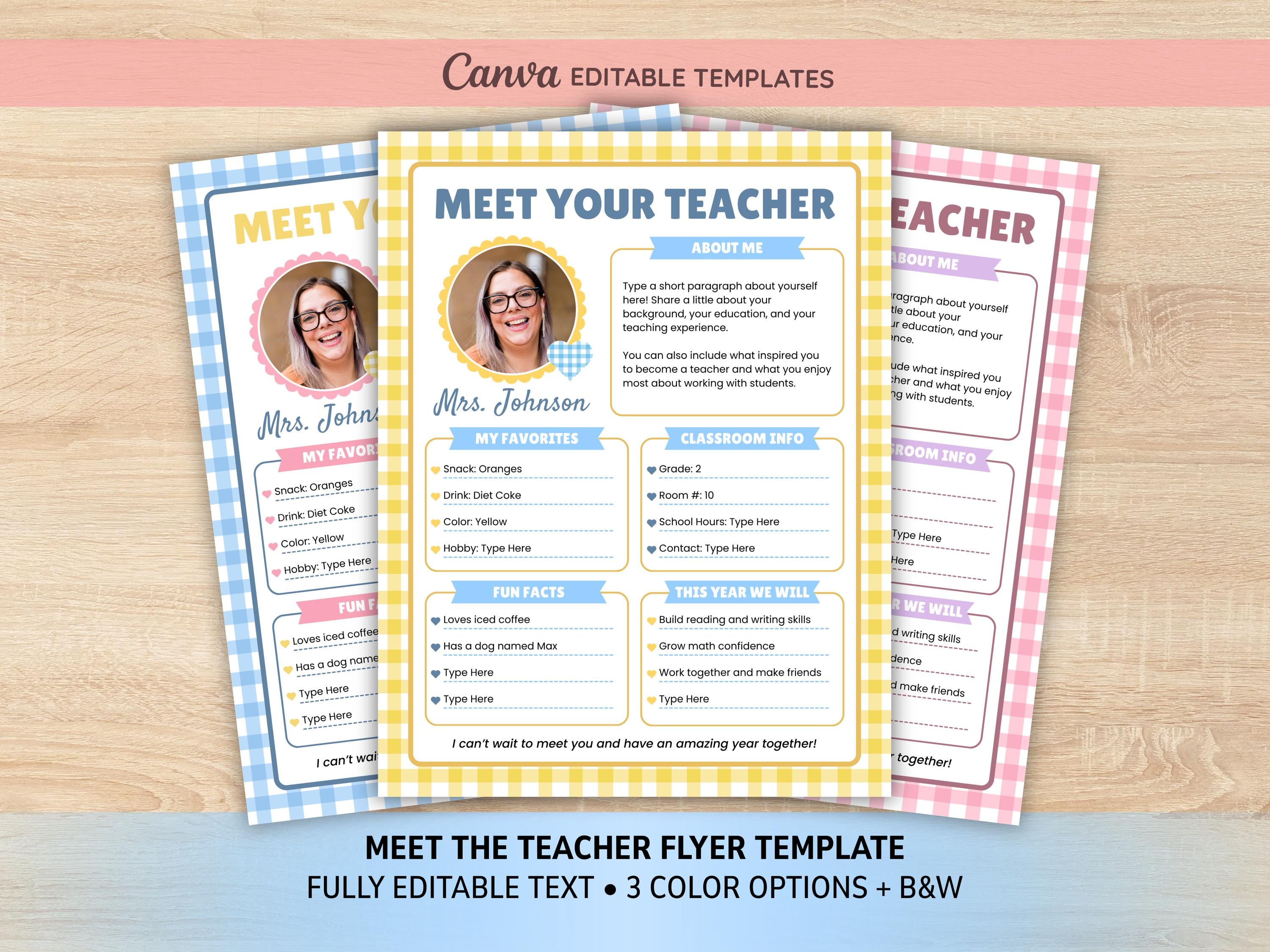 Meet the Teacher Template Editable in Canva | Gingham Back to School ...