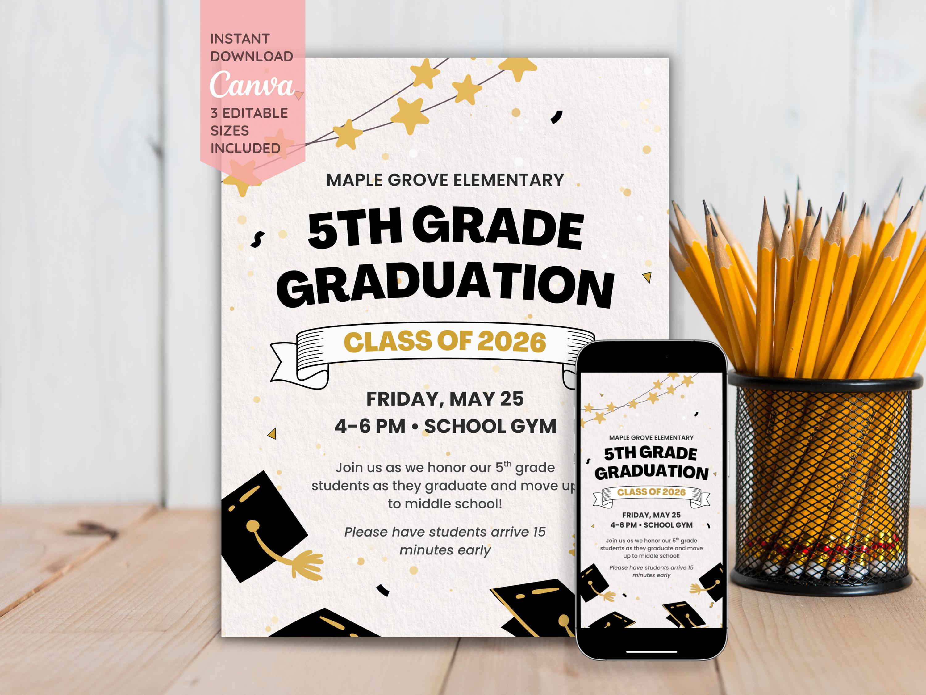 5th Grade Promotion Invite - Etsy 5th Grade Promotion Invite - Etsy
