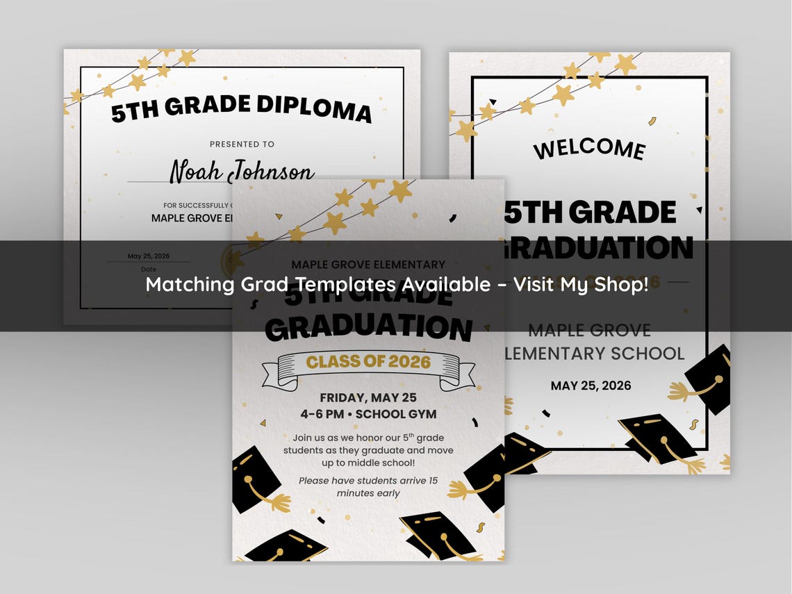 Formal 5th Grade Graduation Program | Editable Canva Template ...