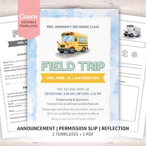 Paquete de excursiones escolares para maestros de primaria / Paquete de excursiones escolares digitales e imprimibles / Grados K-5