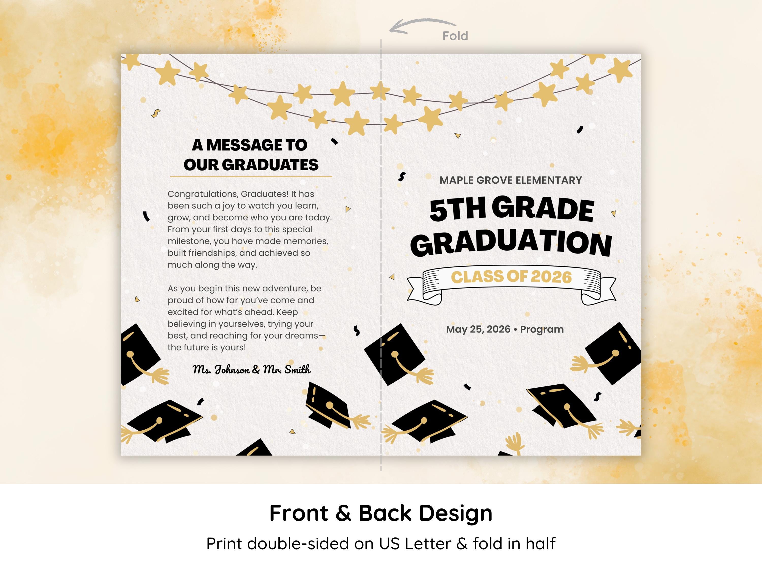 Formal 5th Grade Graduation Program | Editable Canva Template ...