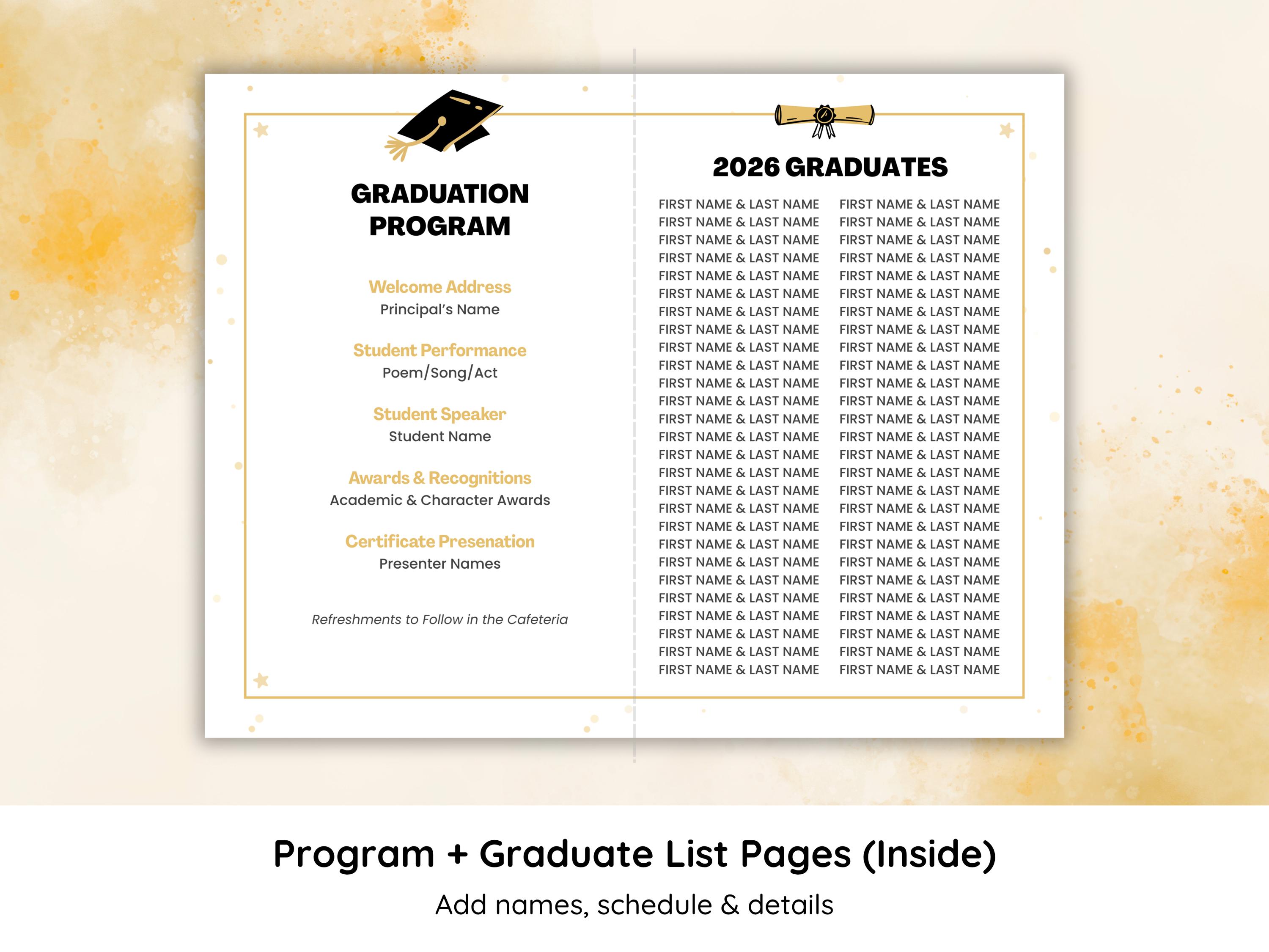 Formal 5th Grade Graduation Program | Editable Canva Template ...