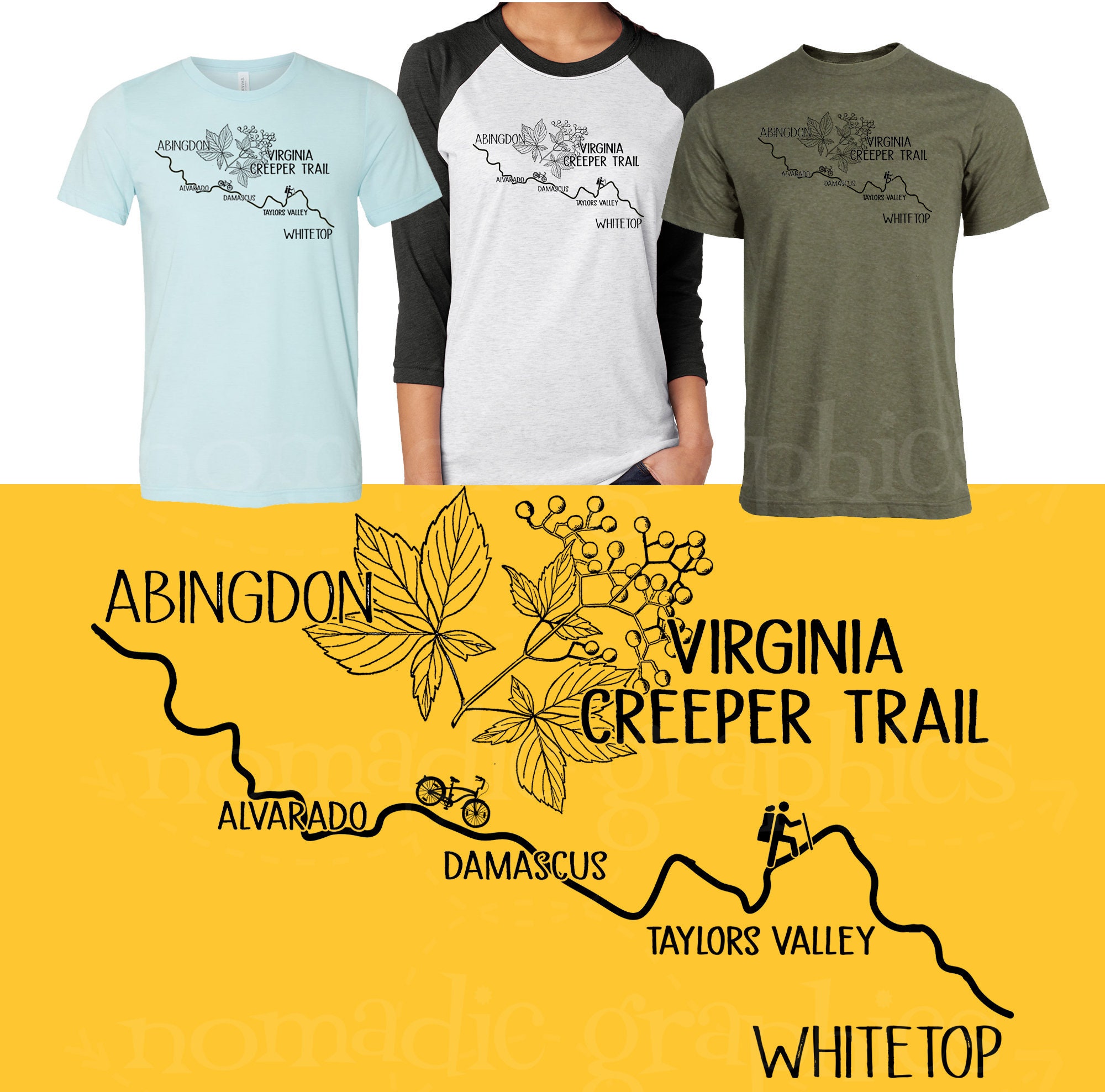 Virginia Creeper Trail Unisex 3/4 Sleeve Raglan Baseball or Etsy
