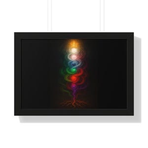 Chakra Energy Framed Poster, Colorful Wall Art, Spiritual Decor, Mindfulness Gift, Meditation Print, Home Office Art