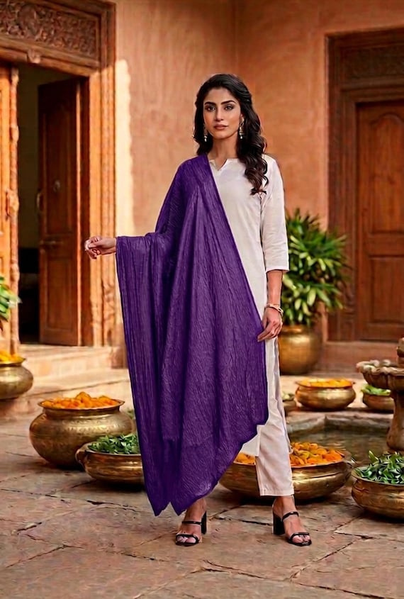 Cotton Dupatta Solid Color | Soft Indian Scarf Shawl | Lightweight Ethnic Dupatta | Women Fashion Accessories