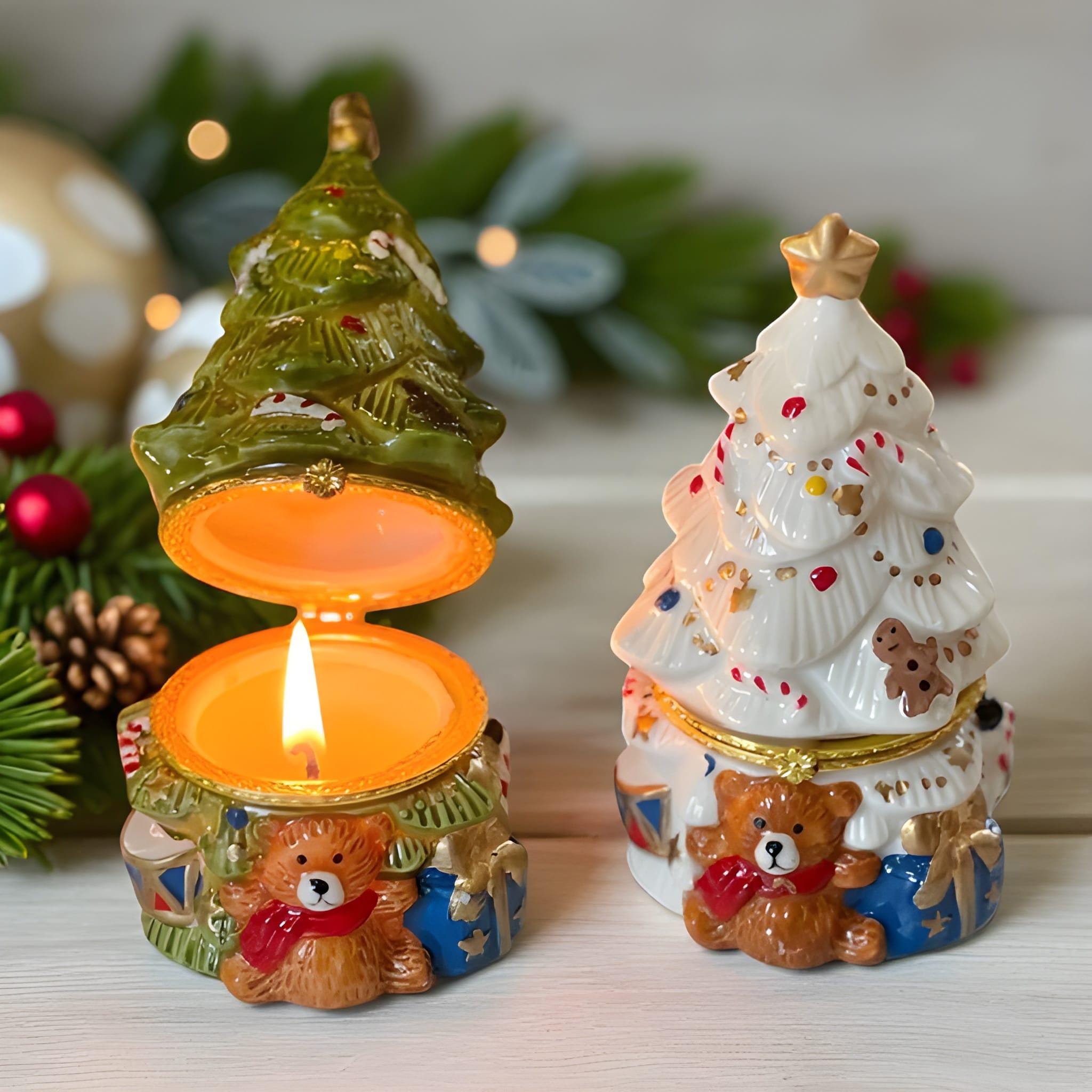 陶器製クリスマスツリーキャンドルホルダー - Etsy 日本