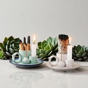 Ceramic Incense Burner – Sage & Palo Santo Tray, Candle Holder