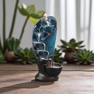 Handmade Cascade Torch Backflow Incense Burner | Ceramic Waterfall Cone Holder for Meditation and Aromatherapy