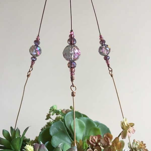 Starlight Beaded Copper Wire Plant Hanger