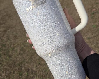 Custom Cream Glitter Stanley Tumbler
