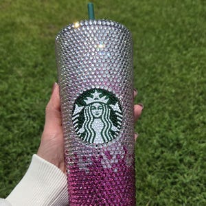 Bling Starbucks Tumbler – Rhinestone Ombre Cup, Sparkly Reusable Coffee Cup, Custom Bedazzled Glitter Tumbler, Gift for Her, Coffee Lover Gi