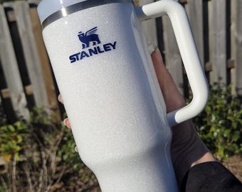Custom White Glitter Stanley Tumbler