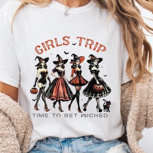 Vintage Halloween Girls Trip Shirt: Retro Witch Tee